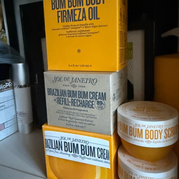 Sol de Janeiro Bum Bum Body Oil and Cream Set - Yellow and Cream body scrub